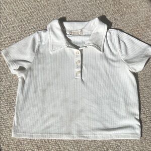 Altar’d State Short-Sleeve Ribbed Polo Crop Top